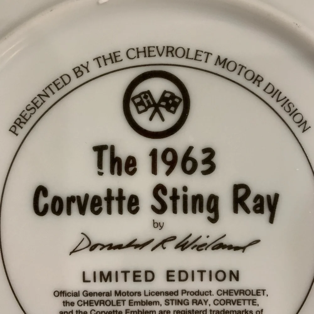 Franklin Mint 1963 Corvette Sting Ray Plate # JB5415